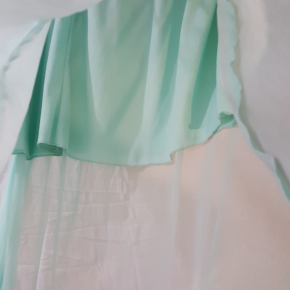Teal Long Polyester Skirt - Picture 2 of 4
